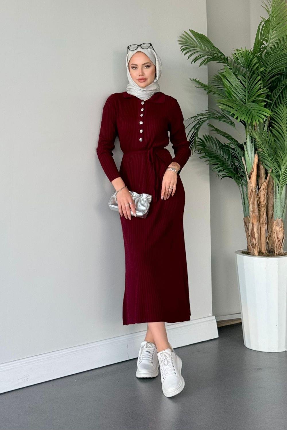 Madonna Triko Elbise Bordo 24650 