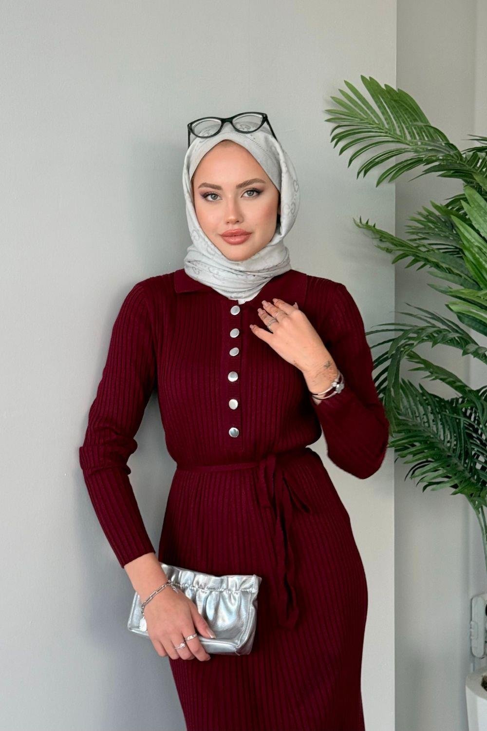 Madonna Triko Elbise Bordo 24650 