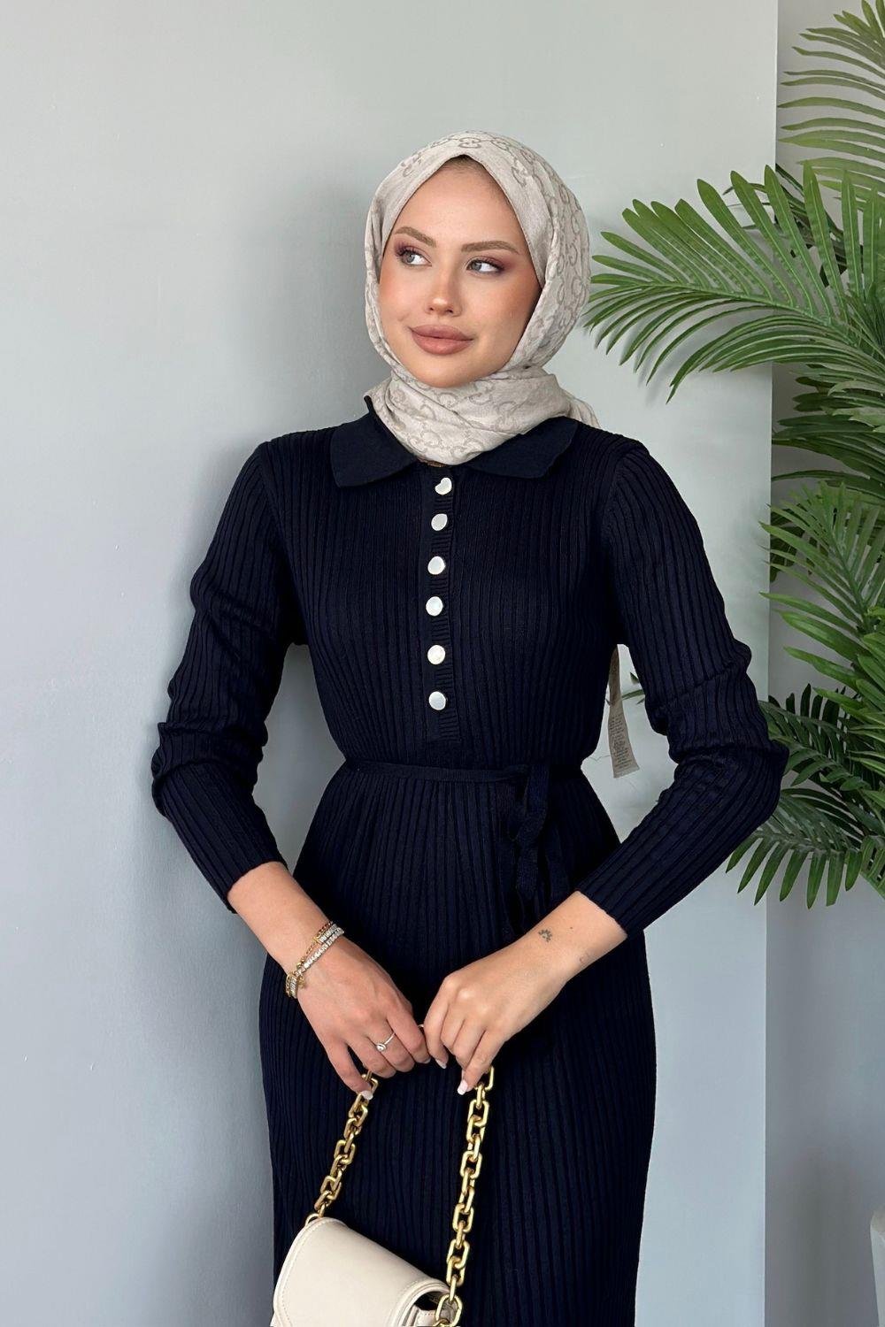 Madonna Triko Elbise Lacivert 24650 