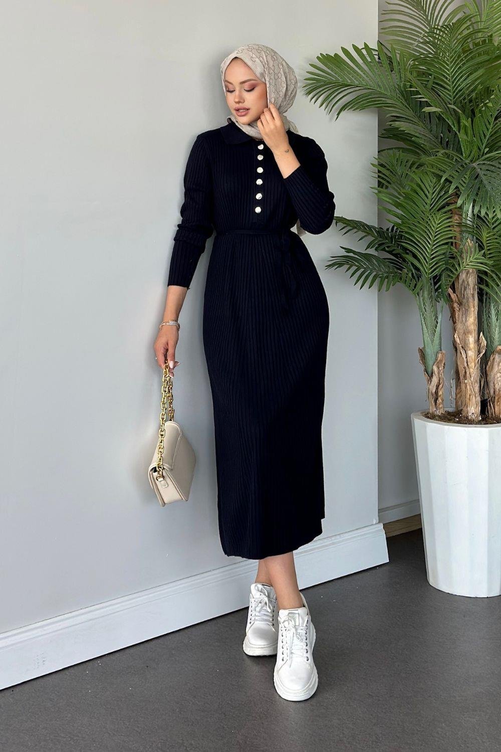 Madonna Triko Elbise Lacivert 24650 