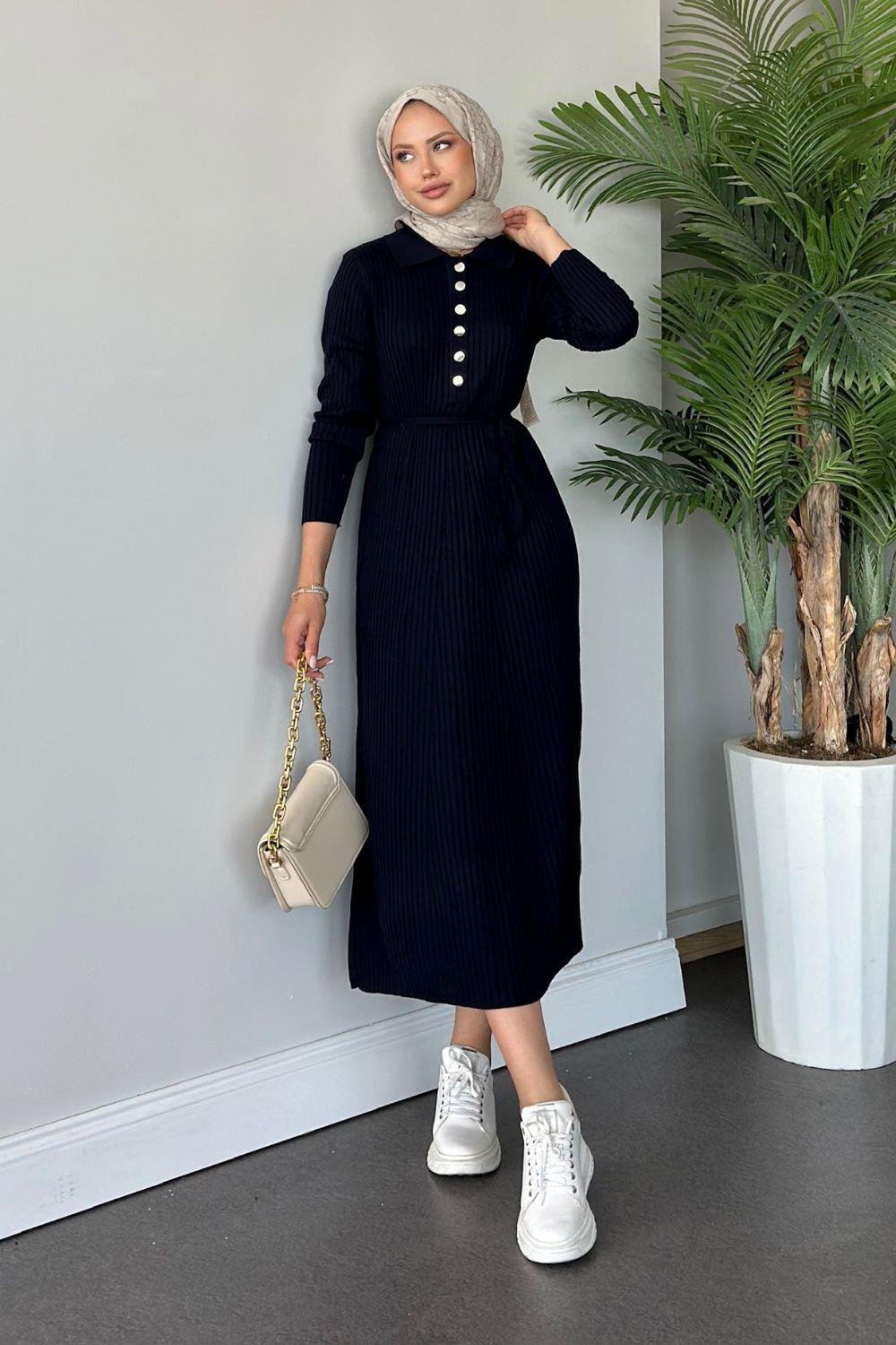 Madonna Triko Elbise Lacivert 24650 