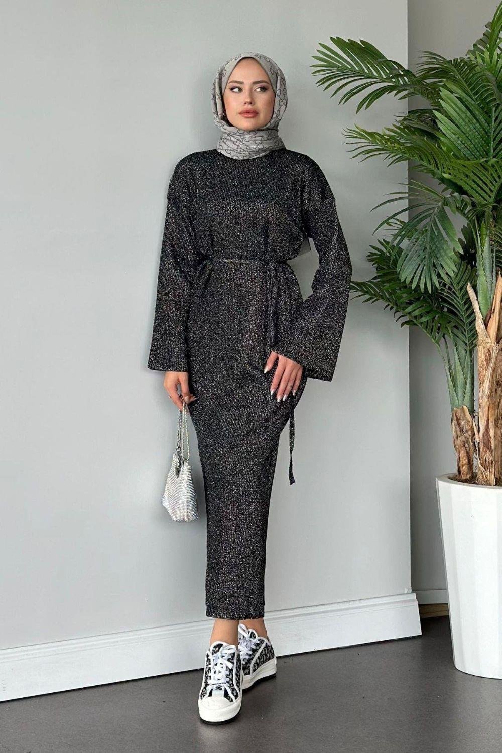 Nesya Triko Elbise Antrasit 24690 