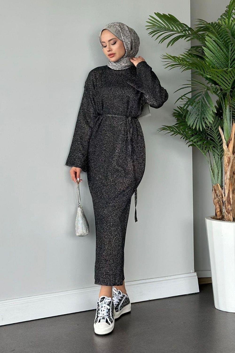 Nesya Triko Elbise Antrasit 24690 