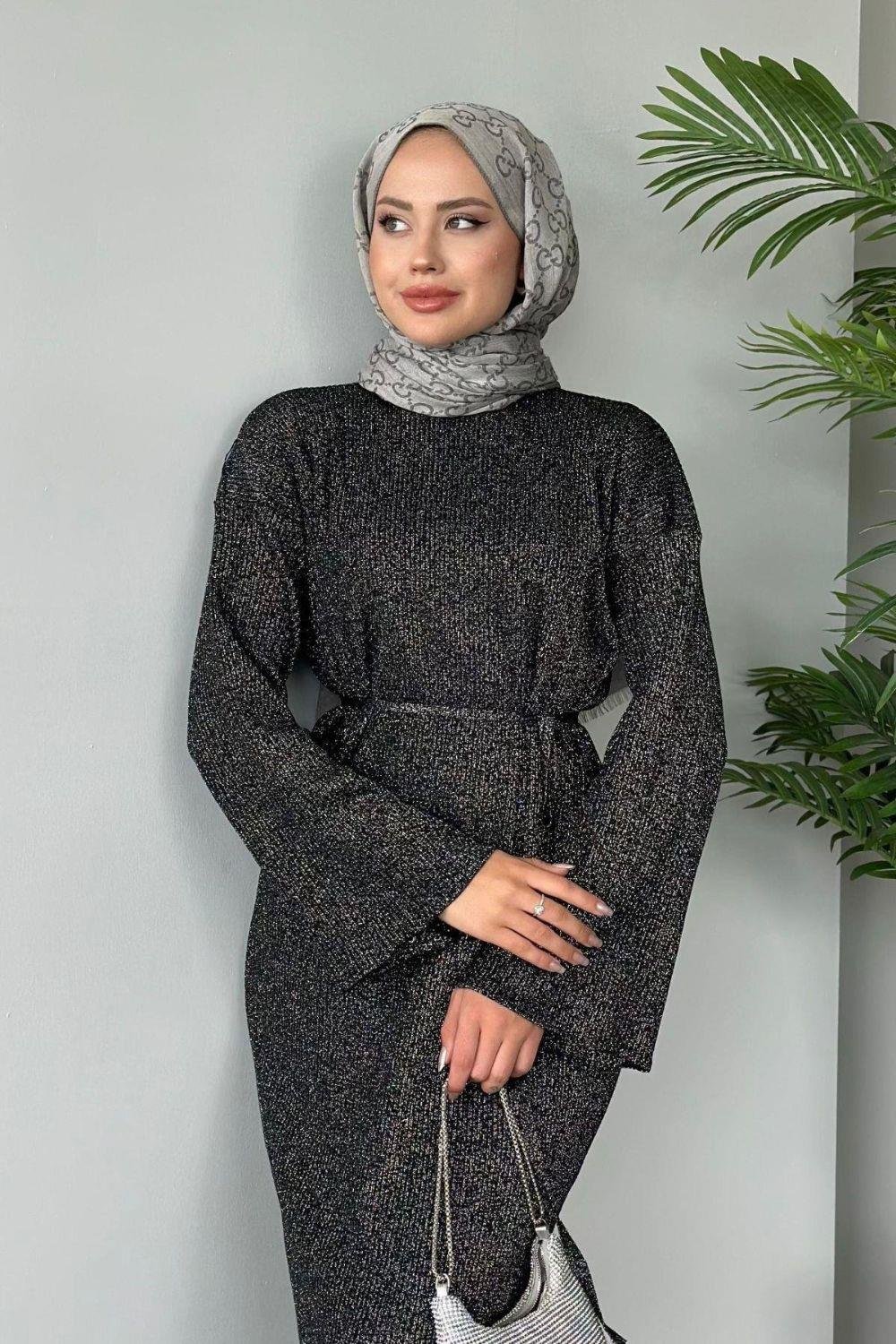 Nesya Triko Elbise Antrasit 24690 