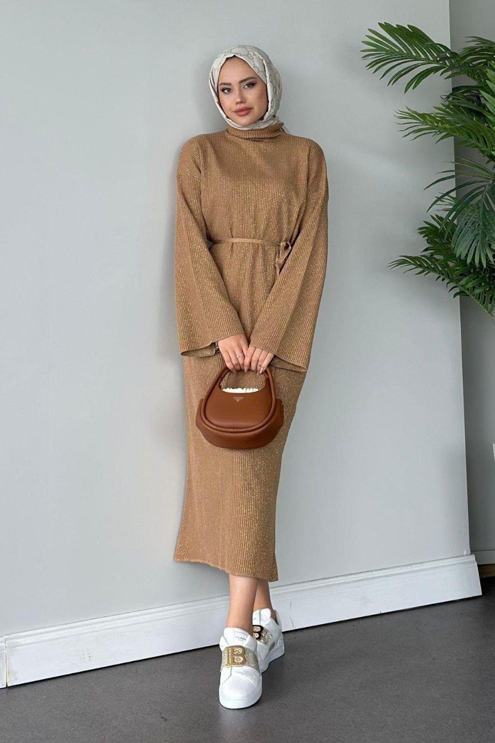 Nesya Triko Elbise Camel 24690 