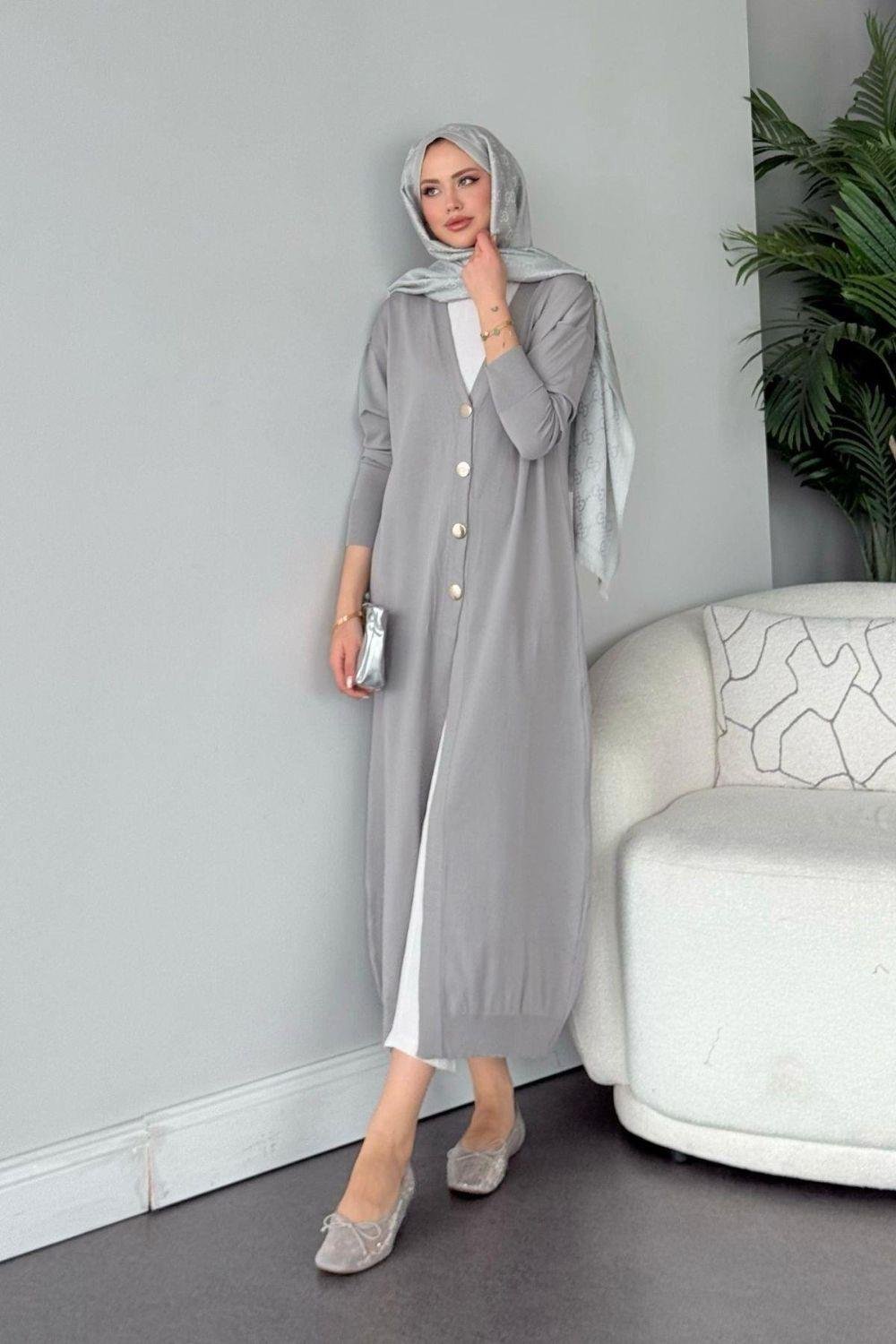 Uzun Soğuk İp Hırka Gri 247500 