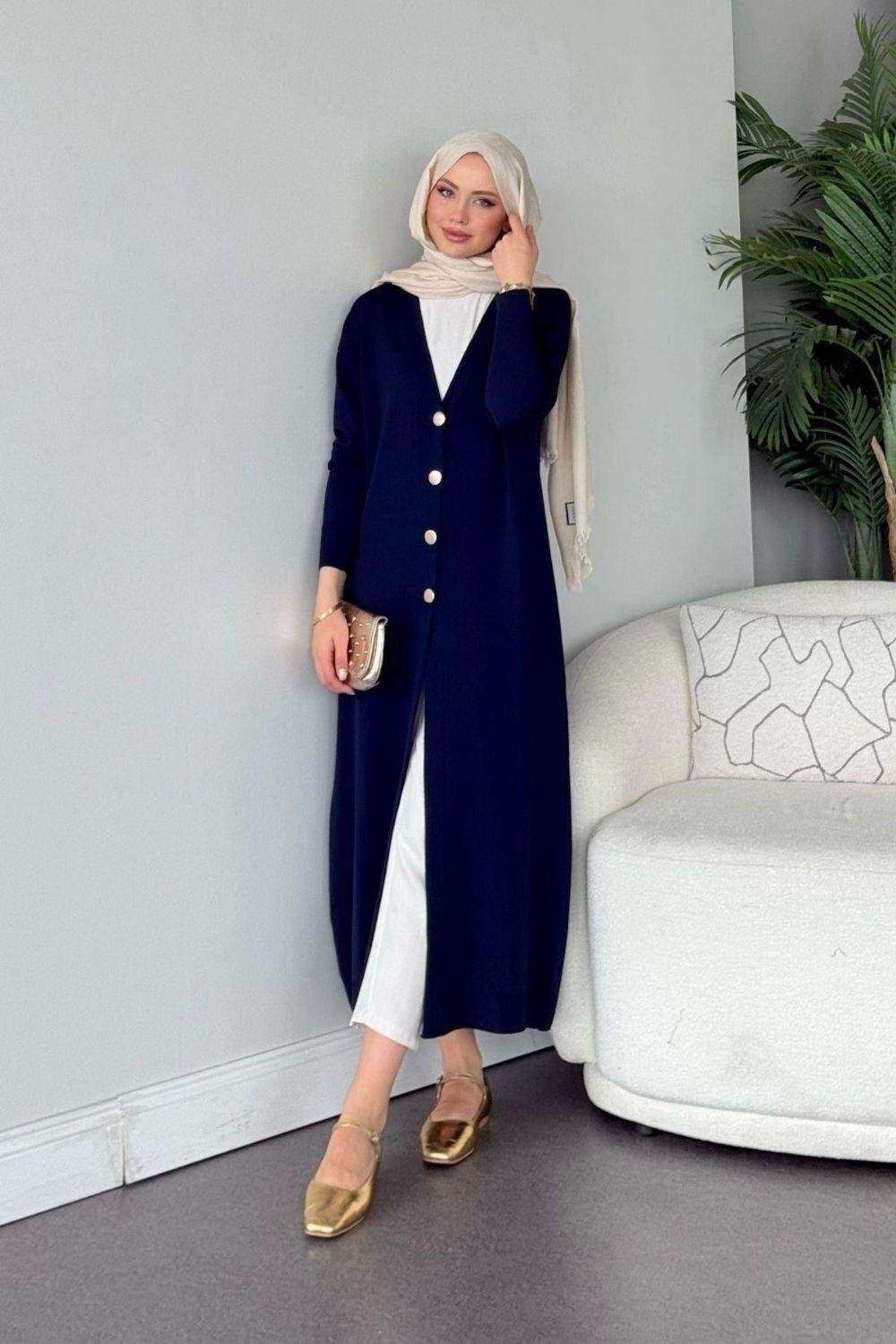 Uzun Soğuk İp Hırka Lacivert 247500 