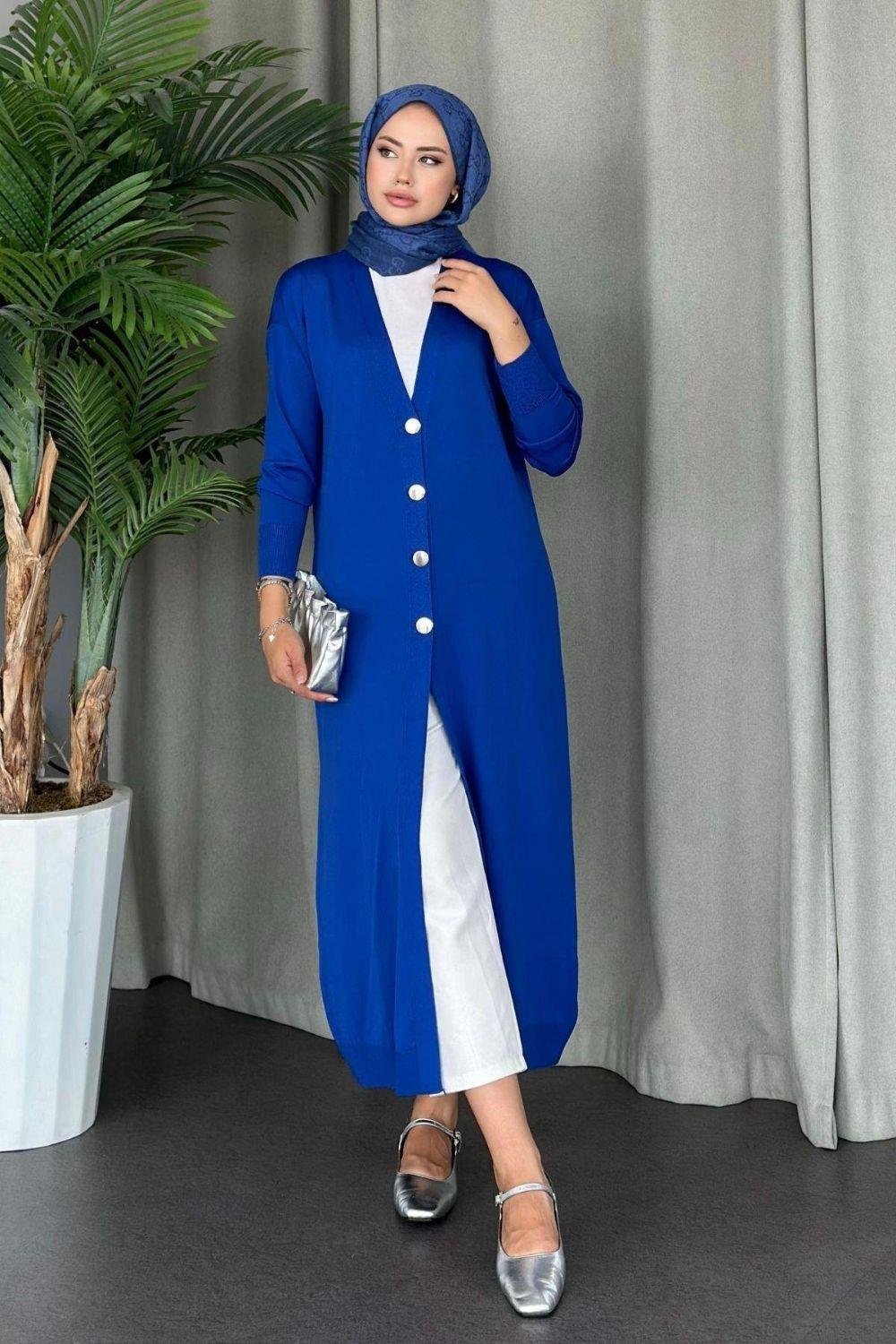 Uzun Soğuk İp Hırka Saks 247500 