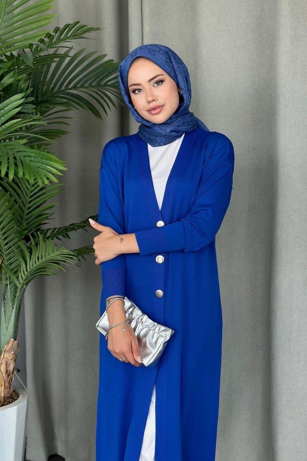 Uzun Soğuk İp Hırka Saks 247500 