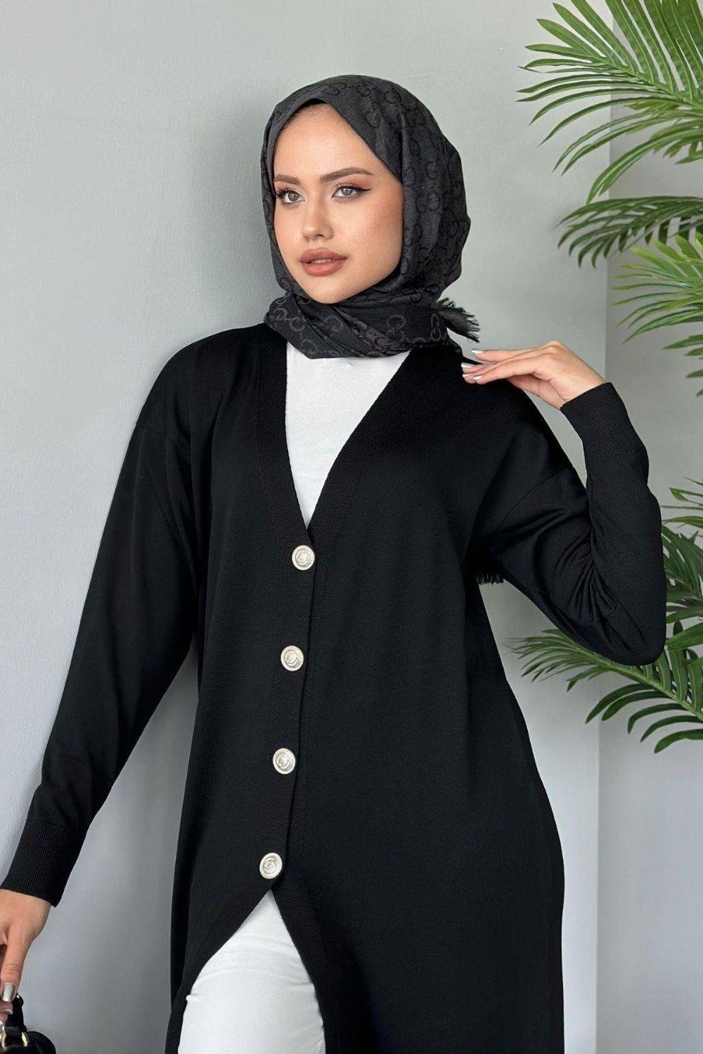 Uzun Soğuk İp Hırka Siyah 247500 
