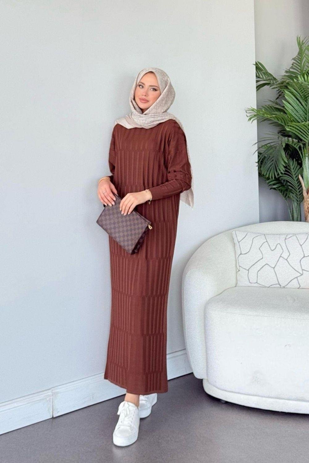 Dolgu Merserize Elbise Kahverengi 247900 