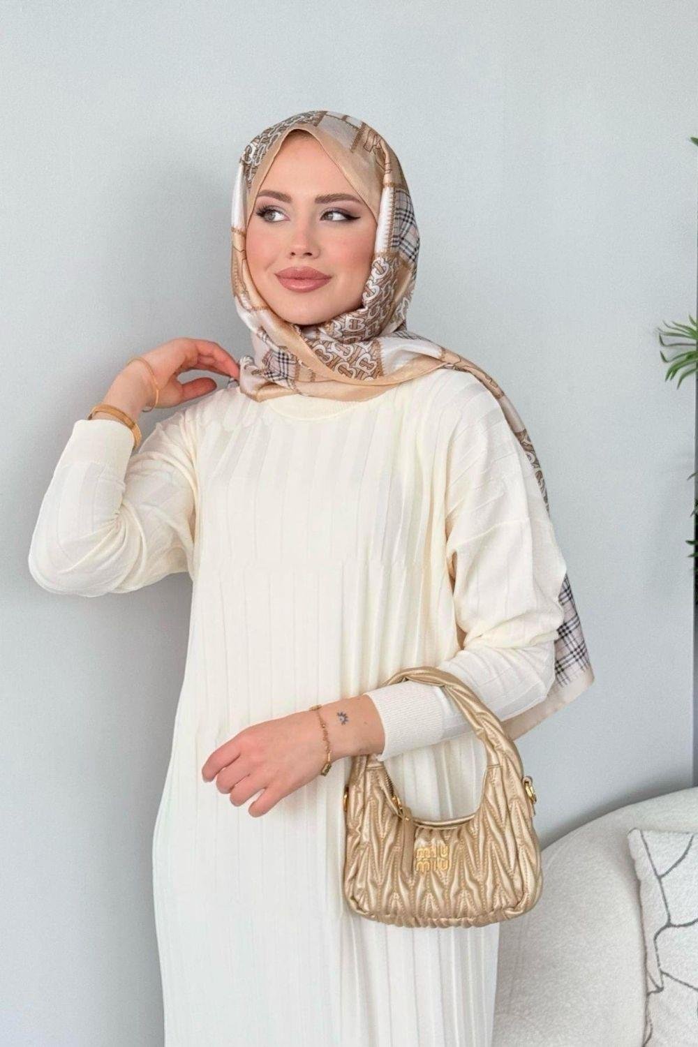 Dolgu Merserize Elbise Krem 247900 