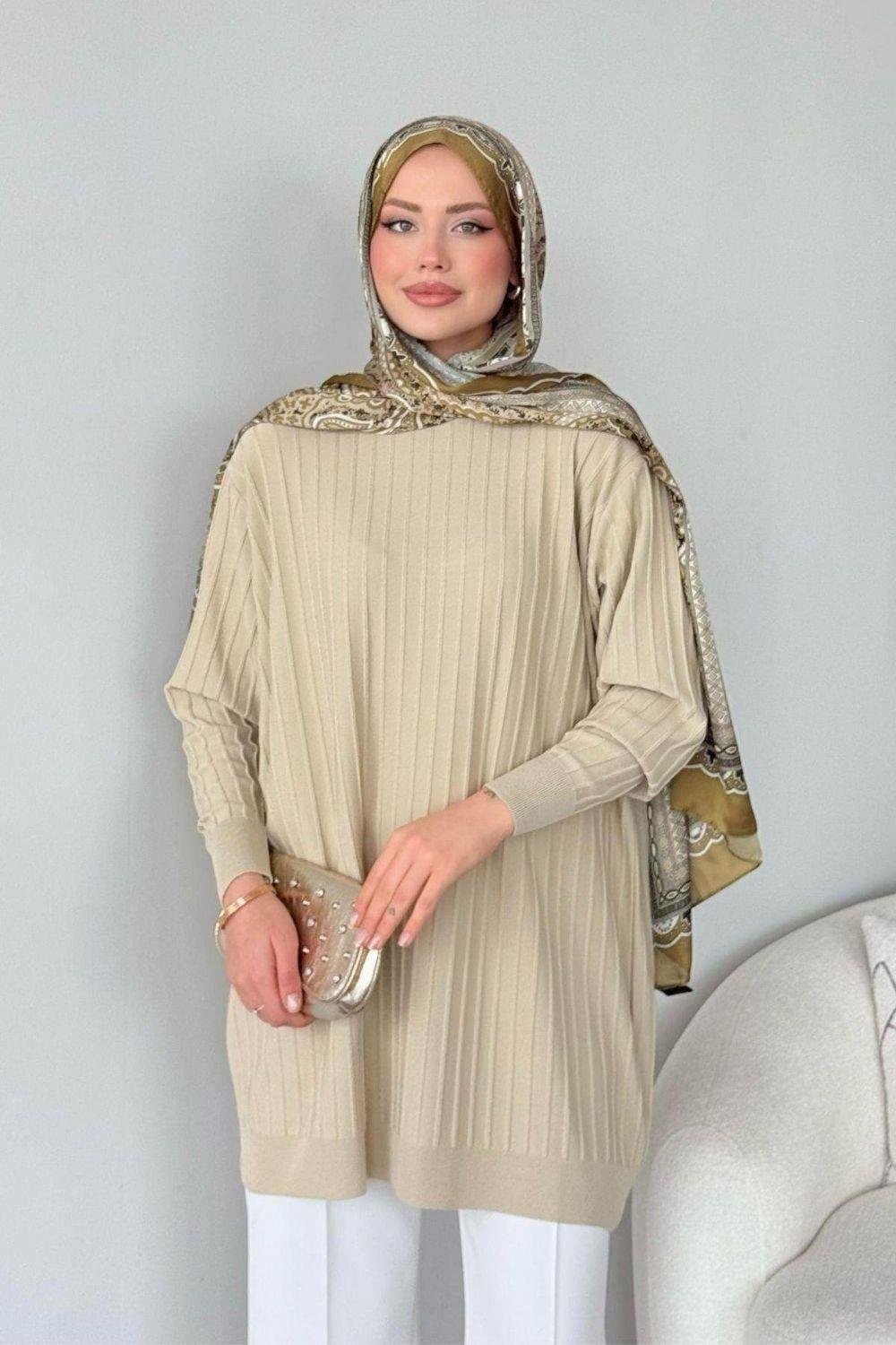 Fitilli İnce Tunik Bej 2480 