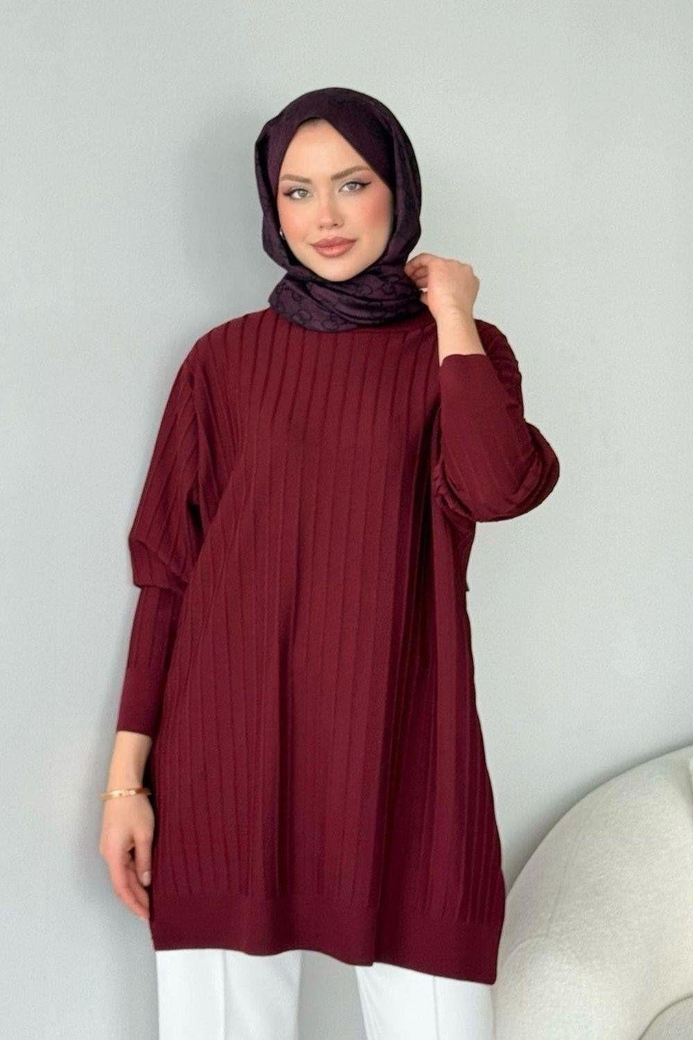 Fitilli İnce Tunik Bordo 2480 