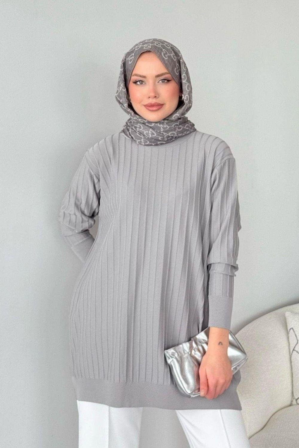 Fitilli İnce Tunik Gri 2480 