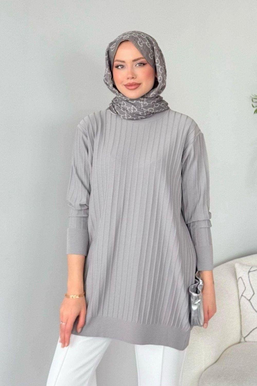 Fitilli İnce Tunik Gri 2480 