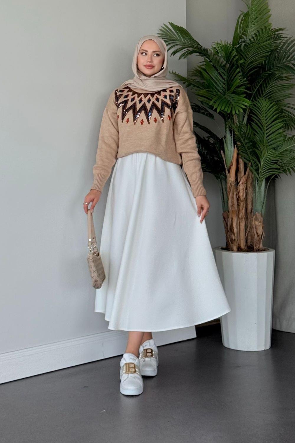 Elif Yumoş Kazak Bej 24820 