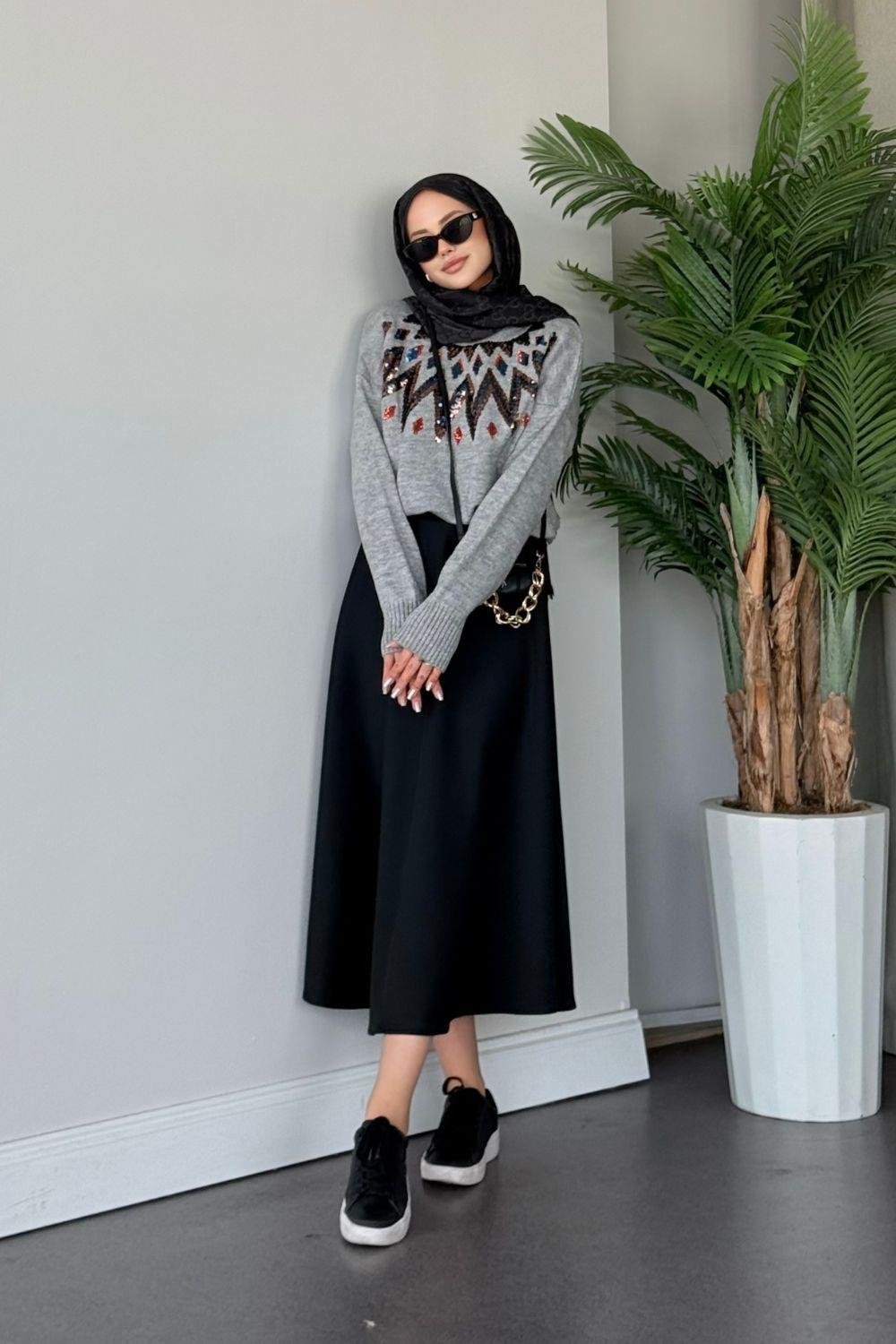 Elif Yumoş Kazak Gri 24820 