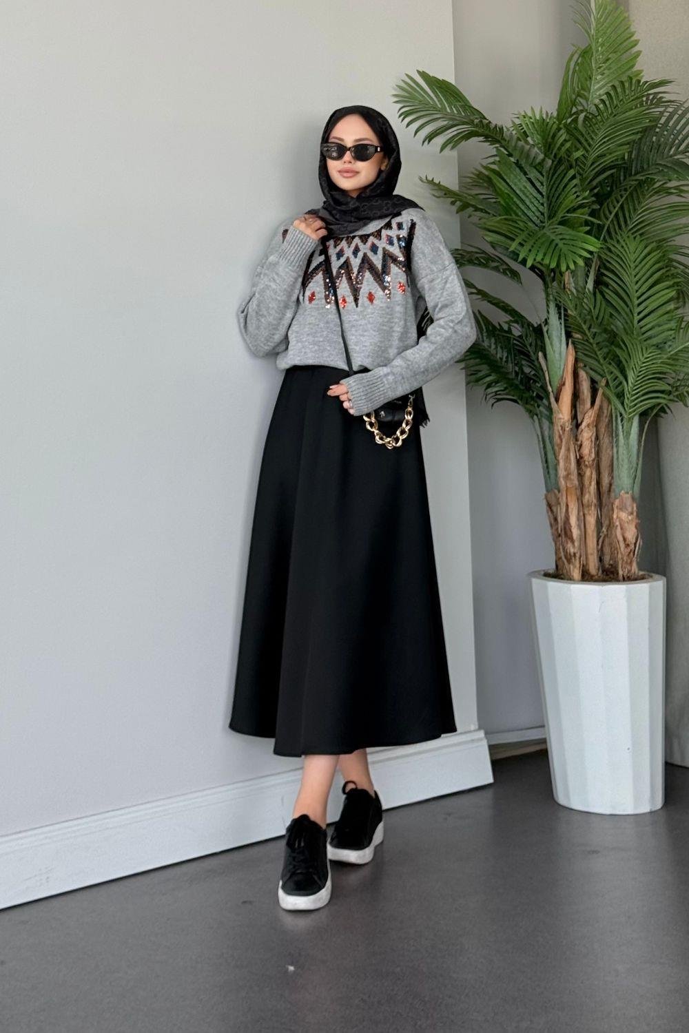 Elif Yumoş Kazak Gri 24820 