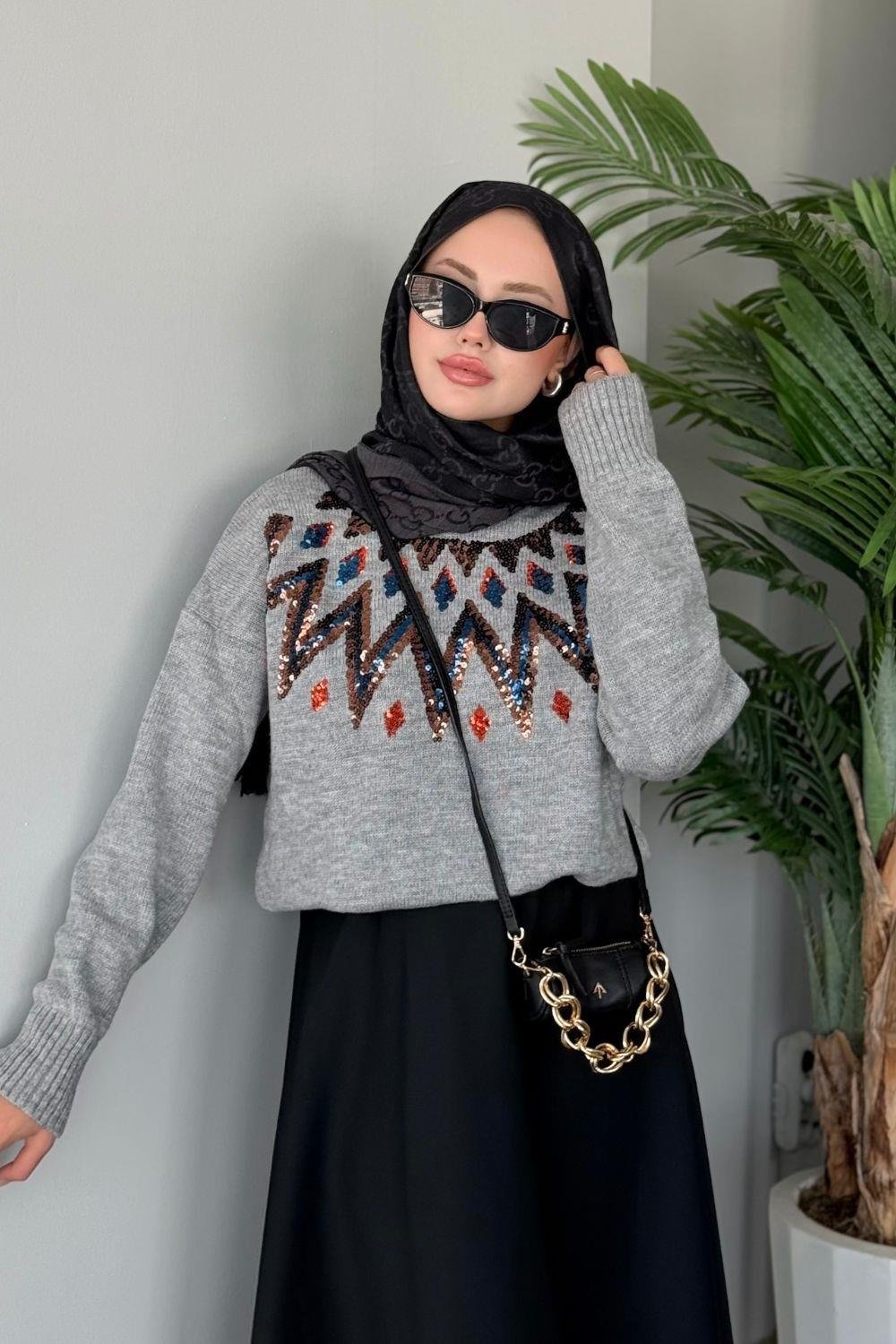 Elif Yumoş Kazak Gri 24820 