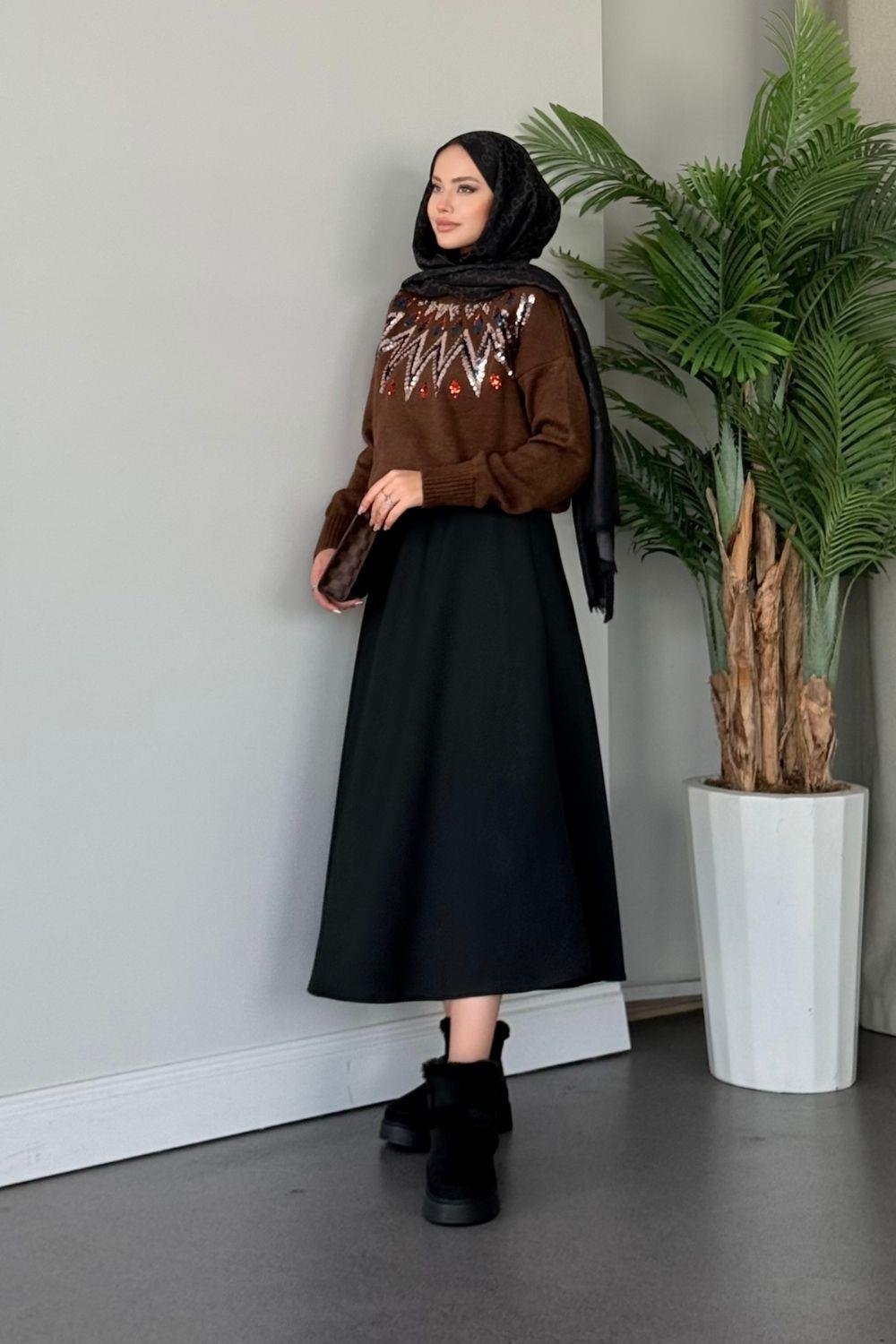 Elif Yumoş Kazak Kahverengi 24820 