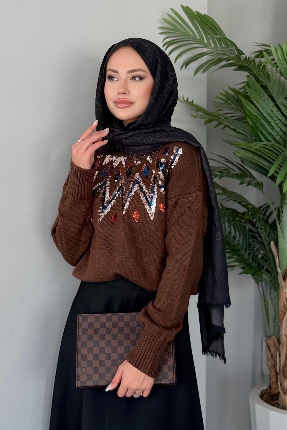 Elif Yumoş Kazak Kahverengi 24820 