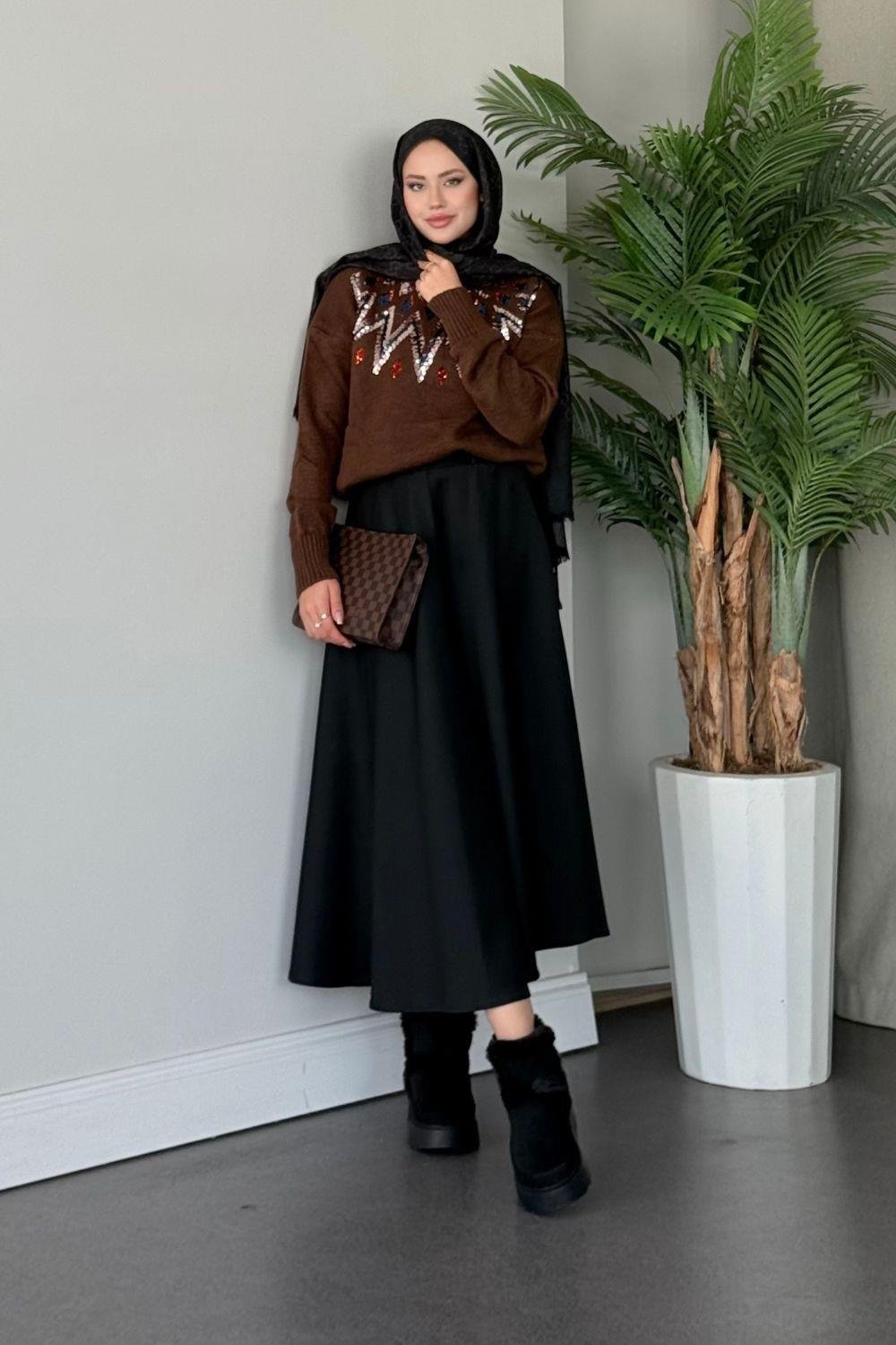 Elif Yumoş Kazak Kahverengi 24820 