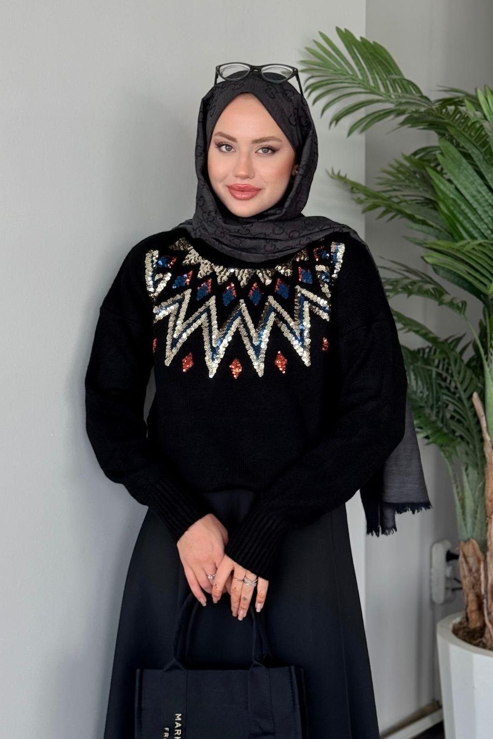 Elif Yumoş Kazak Siyah 24820 