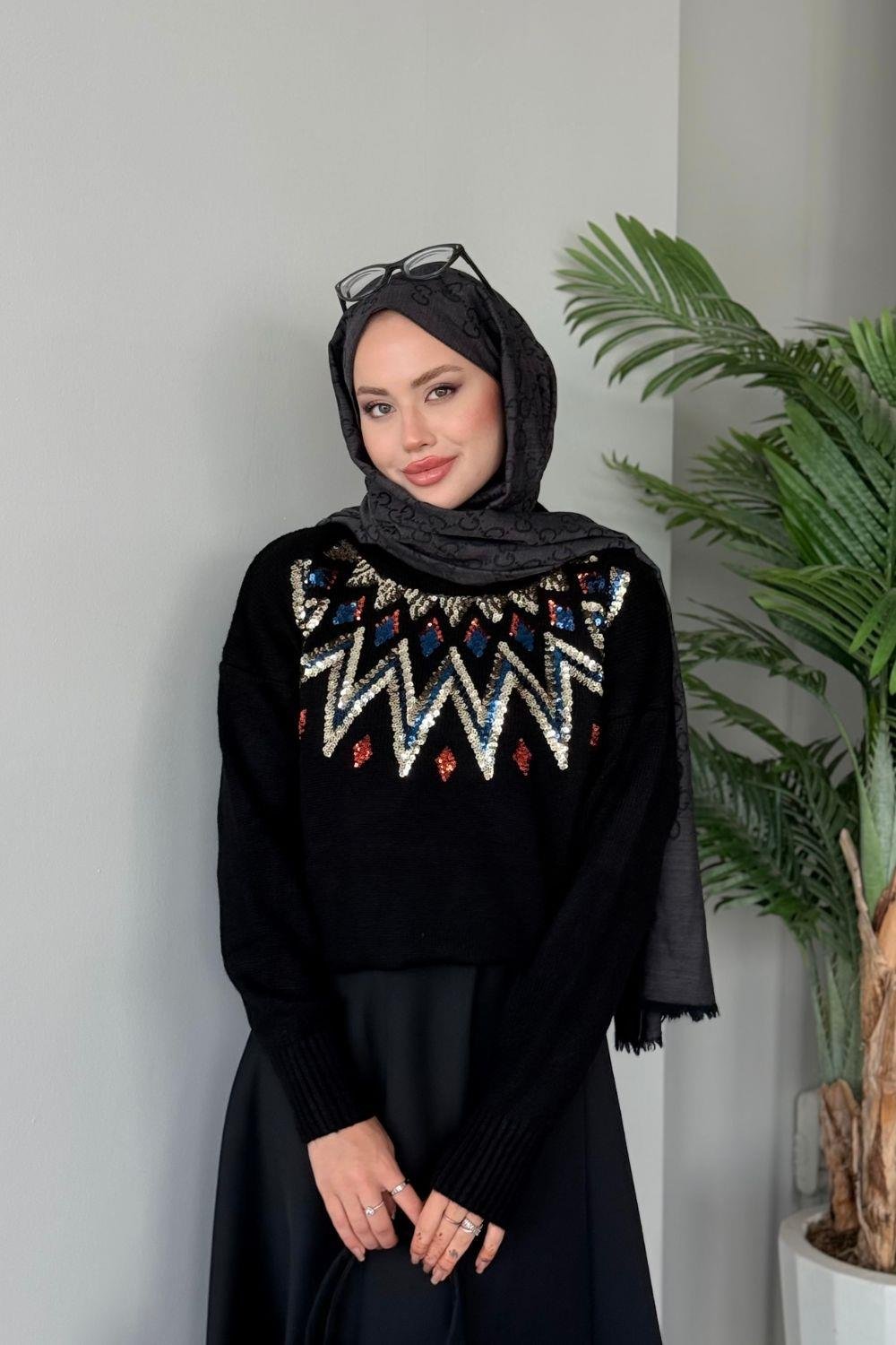Elif Yumoş Kazak Siyah 24820 