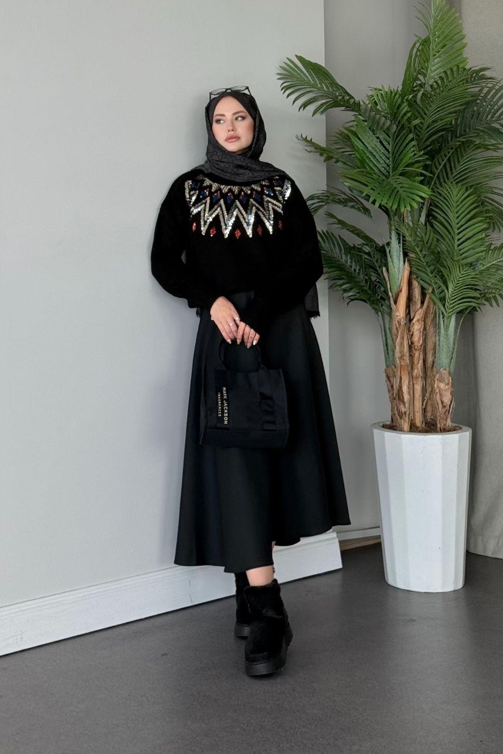 Elif Yumoş Kazak Siyah 24820 