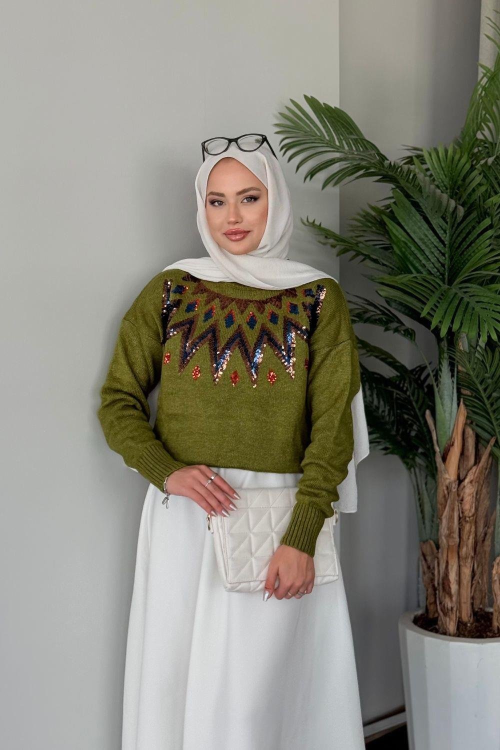 Elif Yumoş Kazak Yağ Yeşili 24820 
