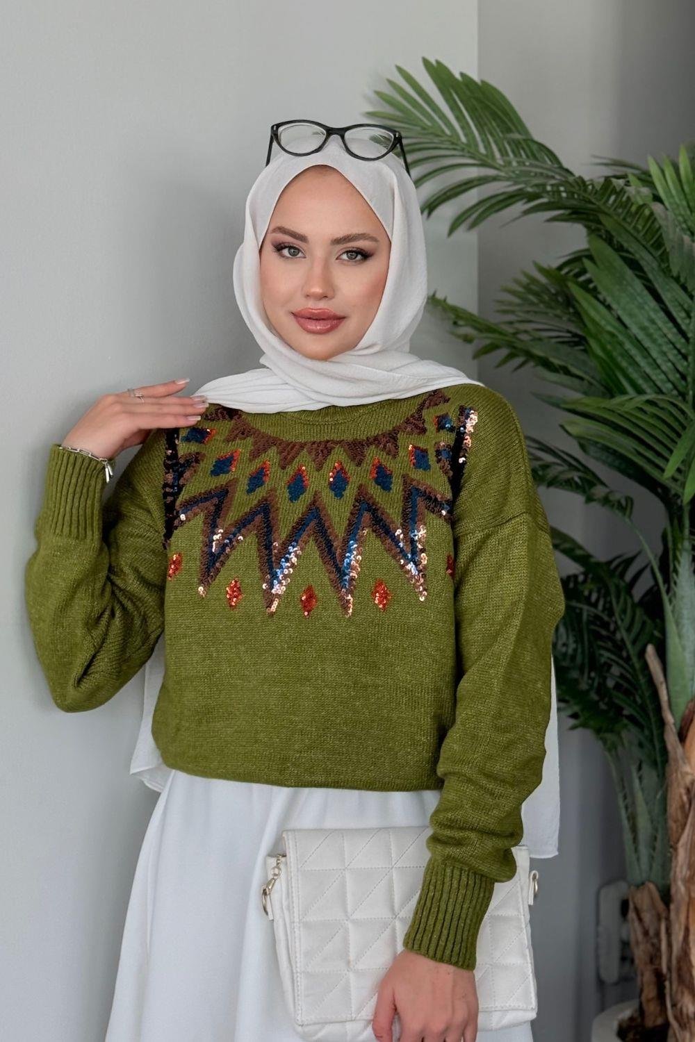Elif Yumoş Kazak Yağ Yeşili 24820 