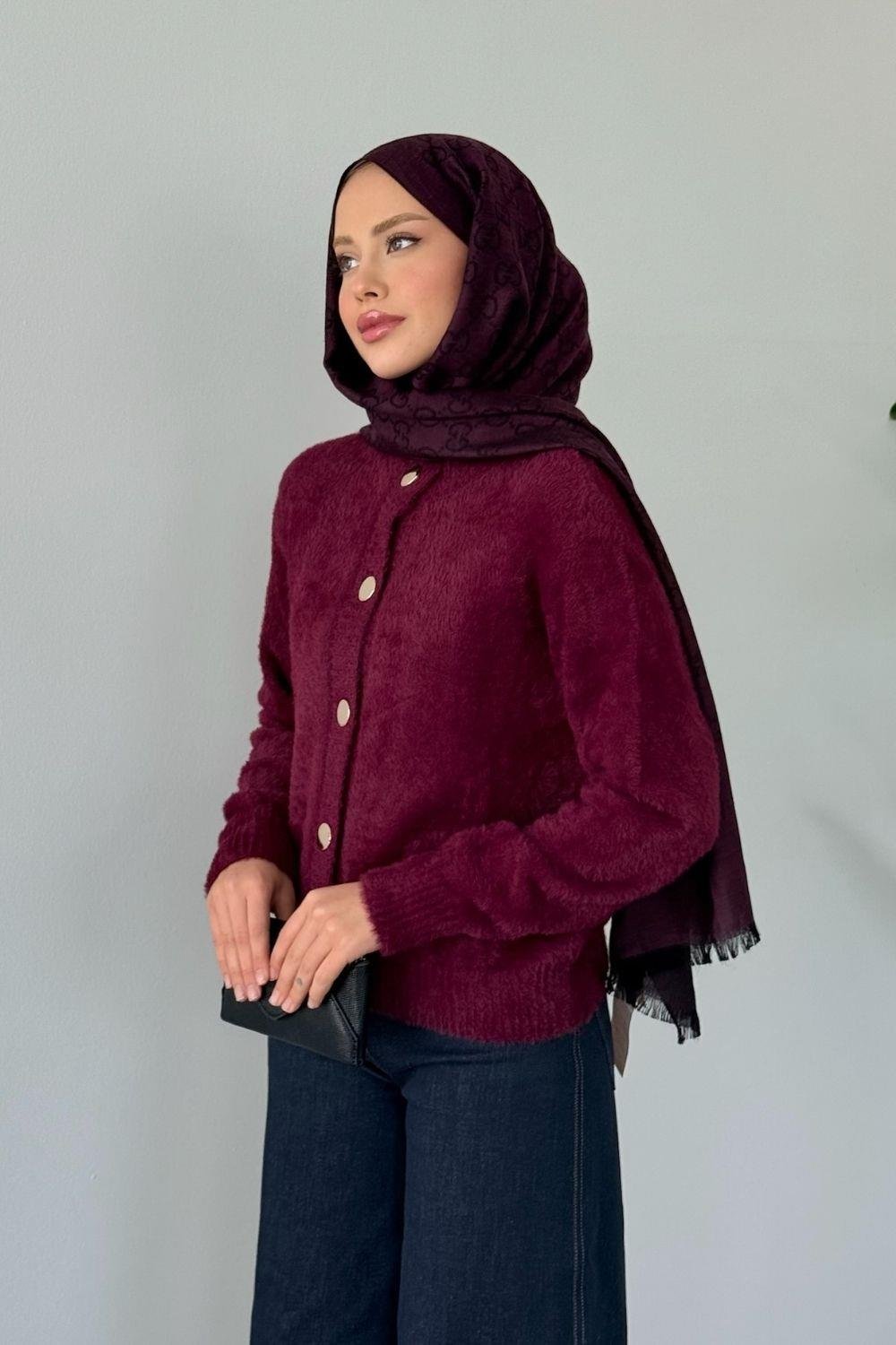 Çise Kedi Sakal Kısa Ceket Bordo 24840 