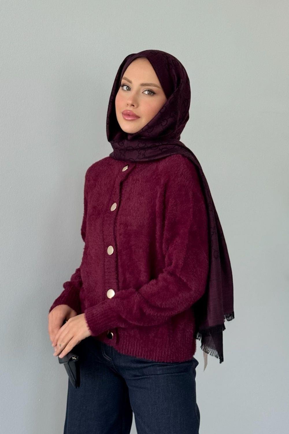 Çise Kedi Sakal Kısa Ceket Bordo 24840 