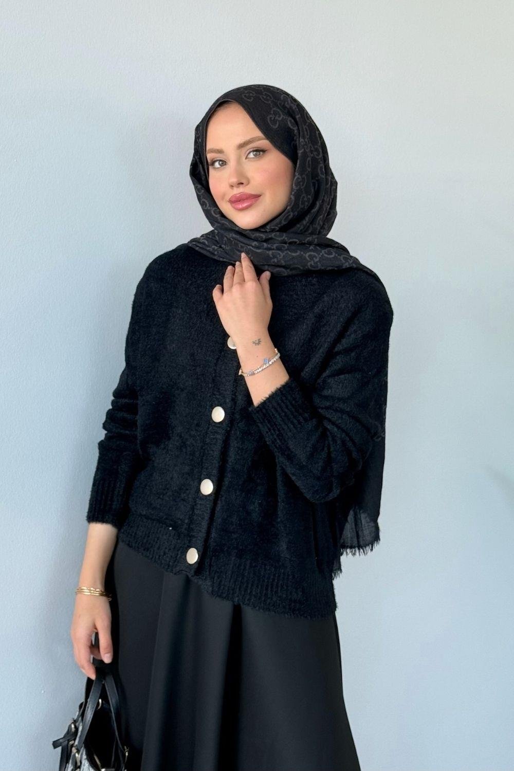 Çise Kedi Sakal Kısa Ceket Siyah 24840 