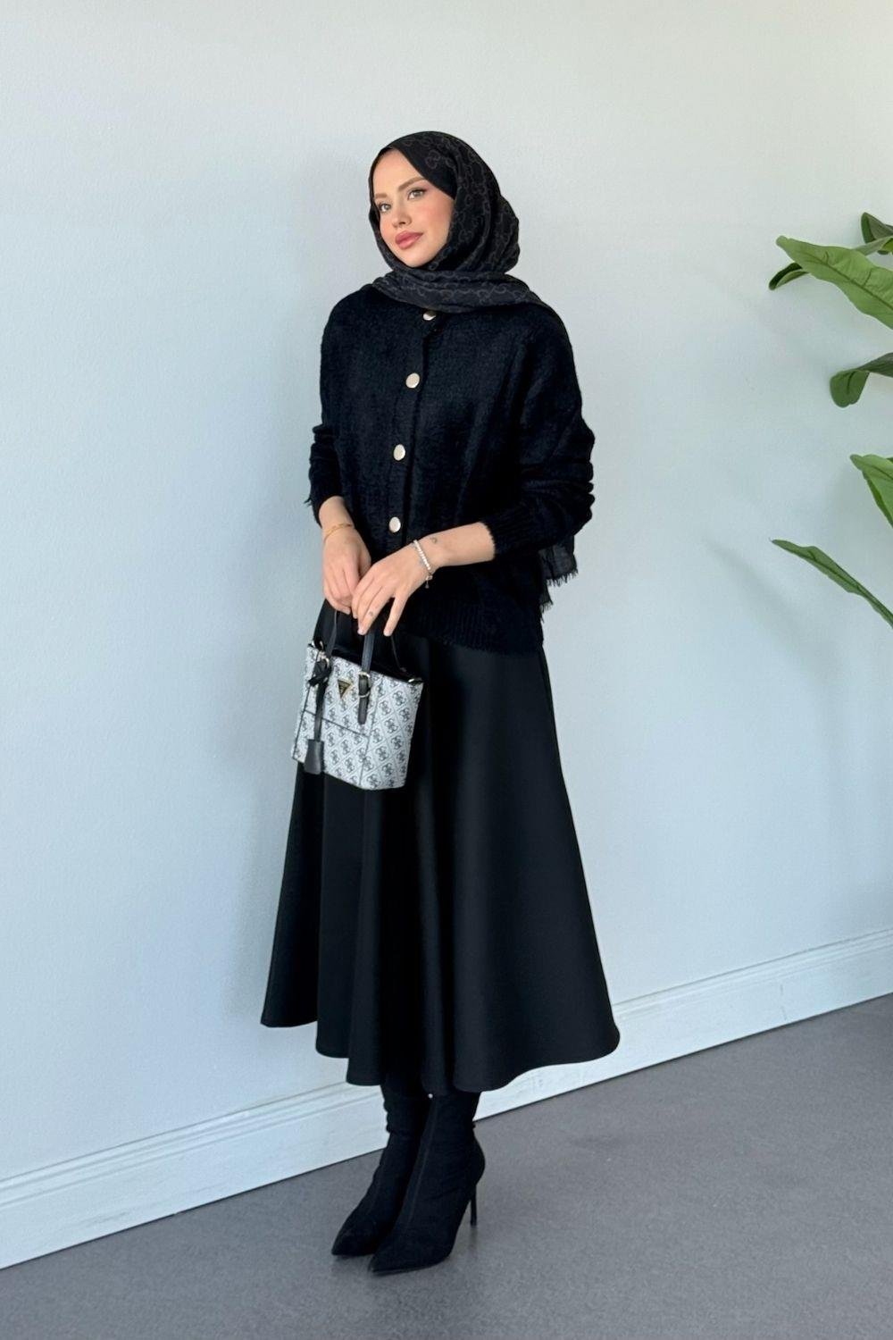 Çise Kedi Sakal Kısa Ceket Siyah 24840 