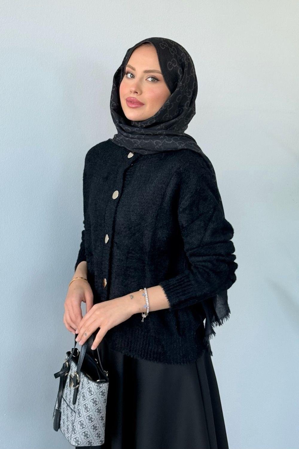 Çise Kedi Sakal Kısa Ceket Siyah 24840 