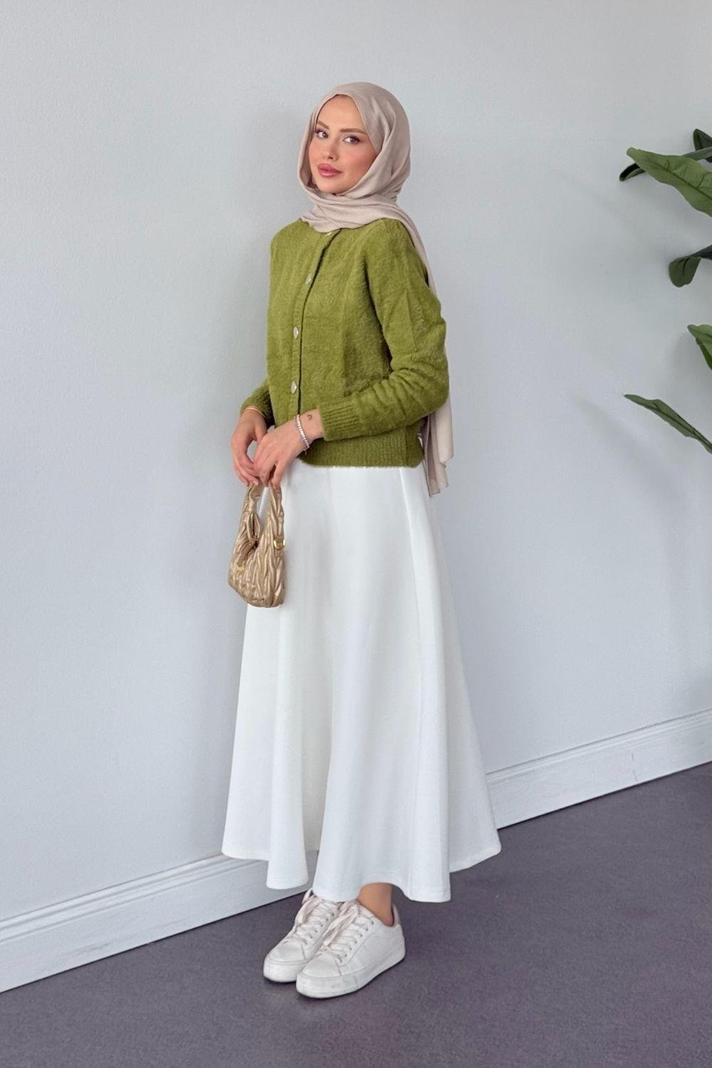 Çise Kedi Sakal Kısa Ceket Yağ Yeşili 24840 