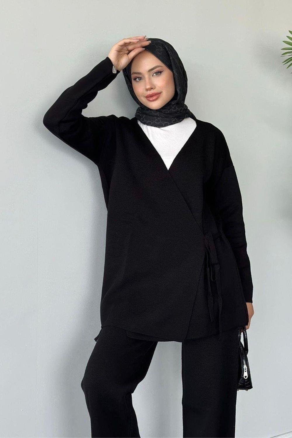 Maça İpli Triko Takım Siyah 24970 