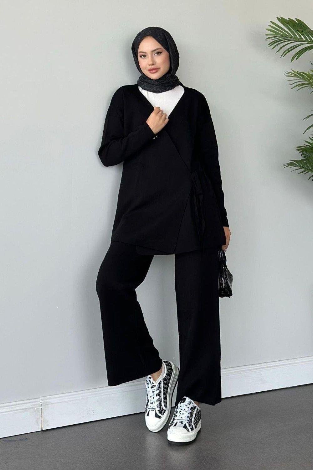 Maça İpli Triko Takım Siyah 24970 