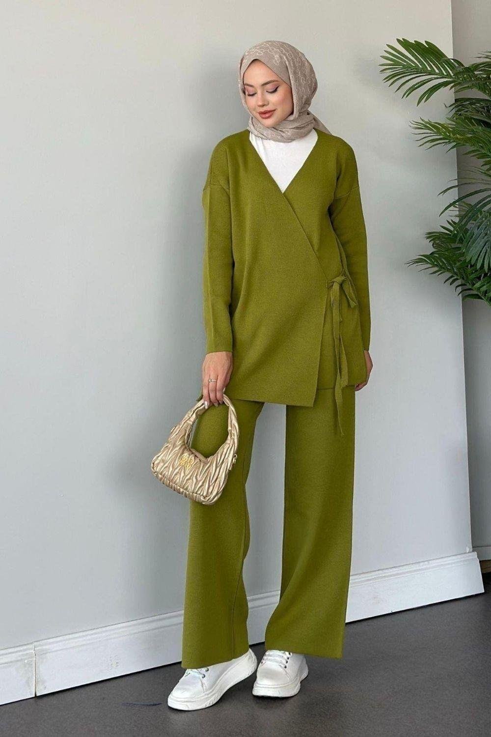 Maça İpli Triko Takım Yağ Yeşili 24970 