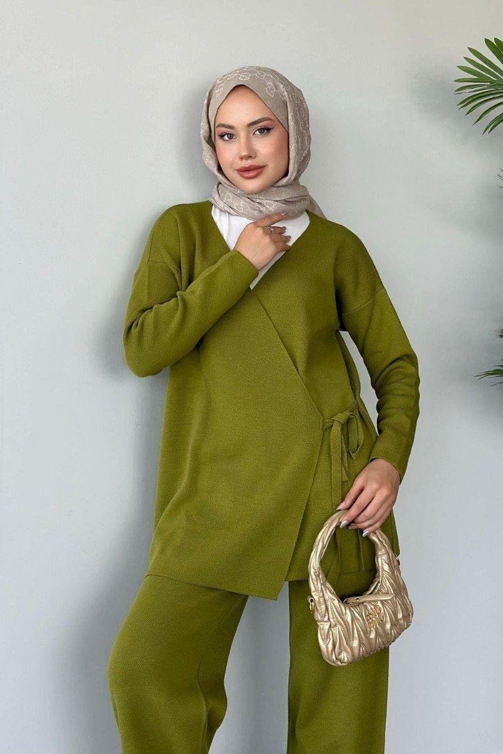 Maça İpli Triko Takım Yağ Yeşili 24970 