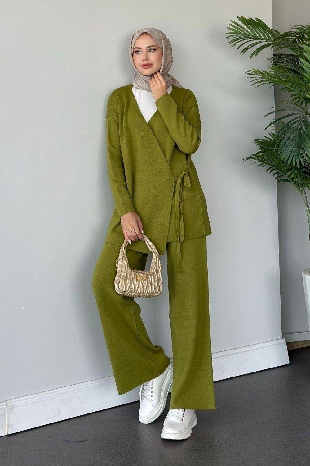 Maça İpli Triko Takım Yağ Yeşili 24970 