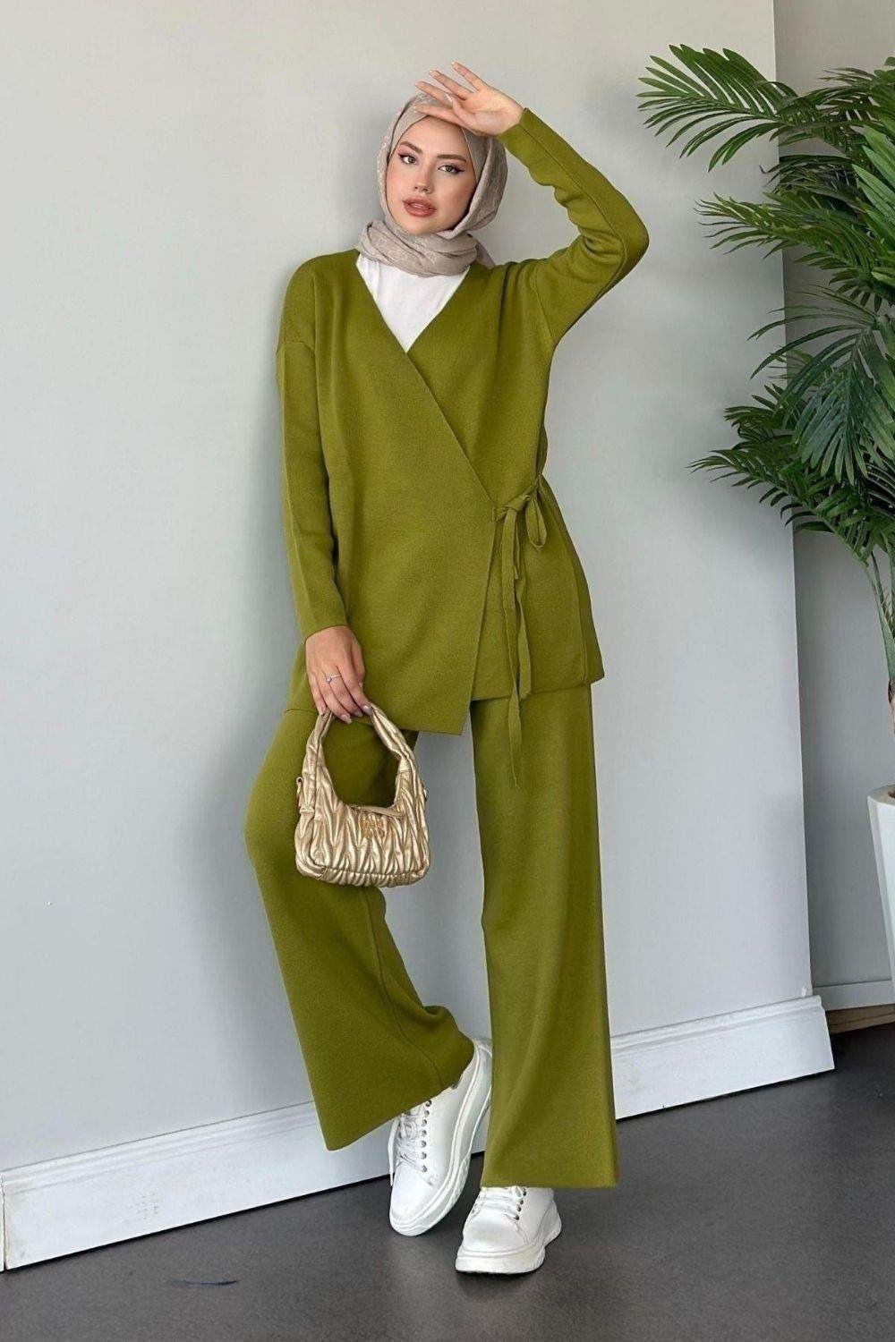 Maça İpli Triko Takım Yağ Yeşili 24970 