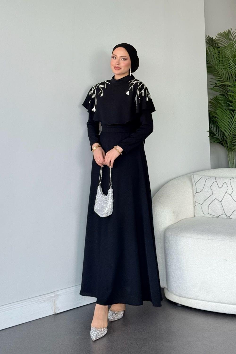 Milan Taşlı Abiye Siyah 2500 
