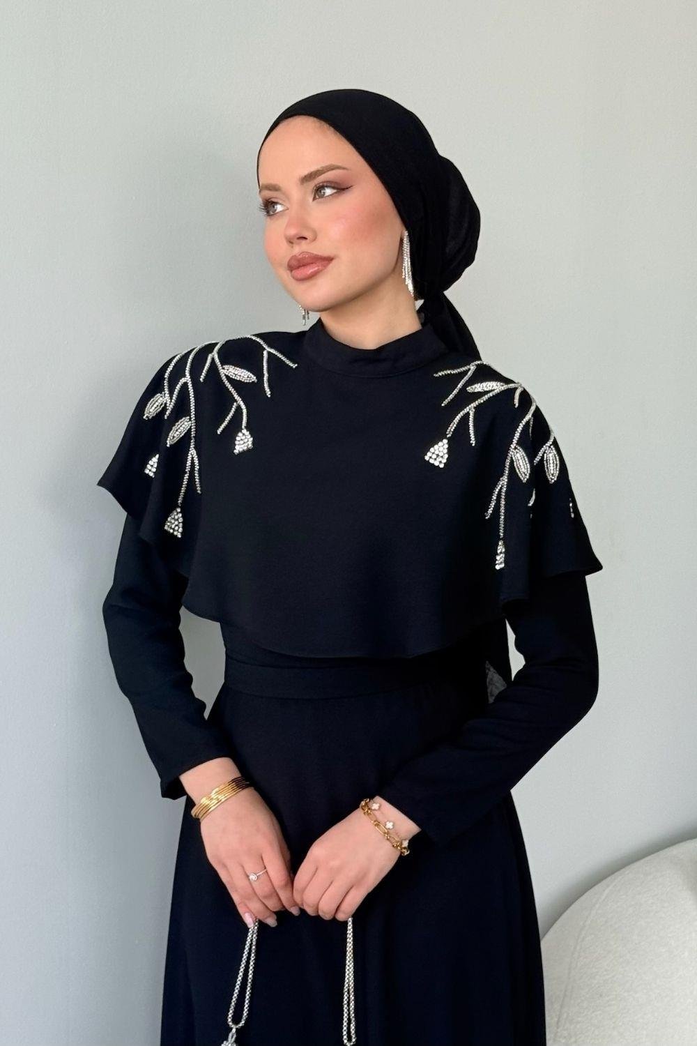 Milan Taşlı Abiye Siyah 2500 