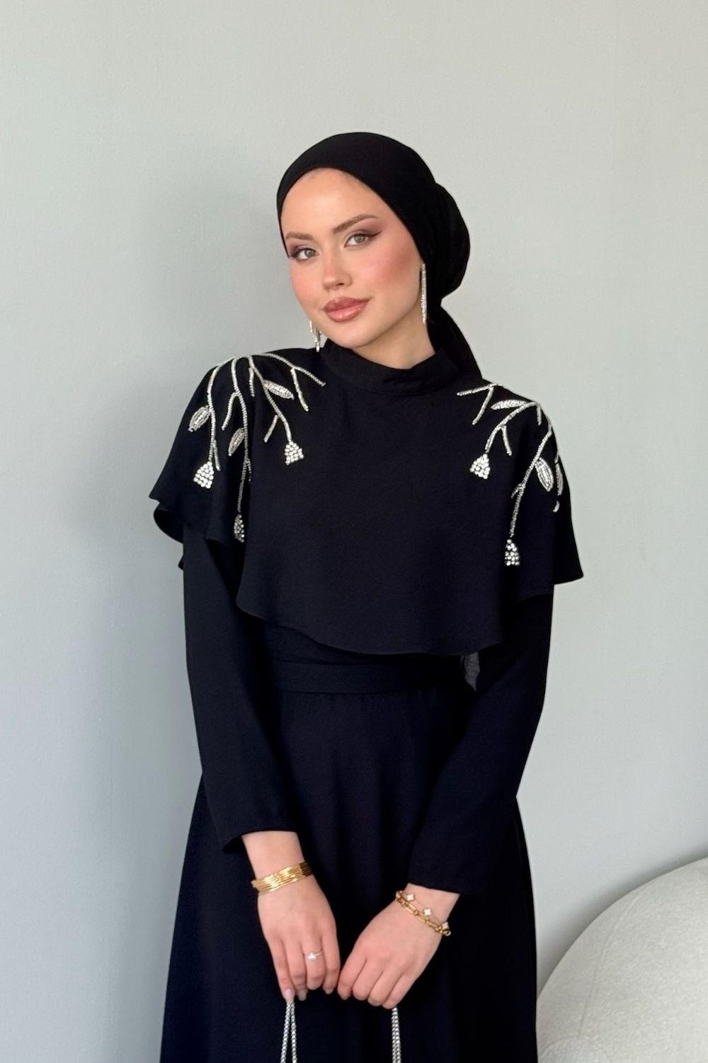 Milan Taşlı Abiye Siyah 2500 