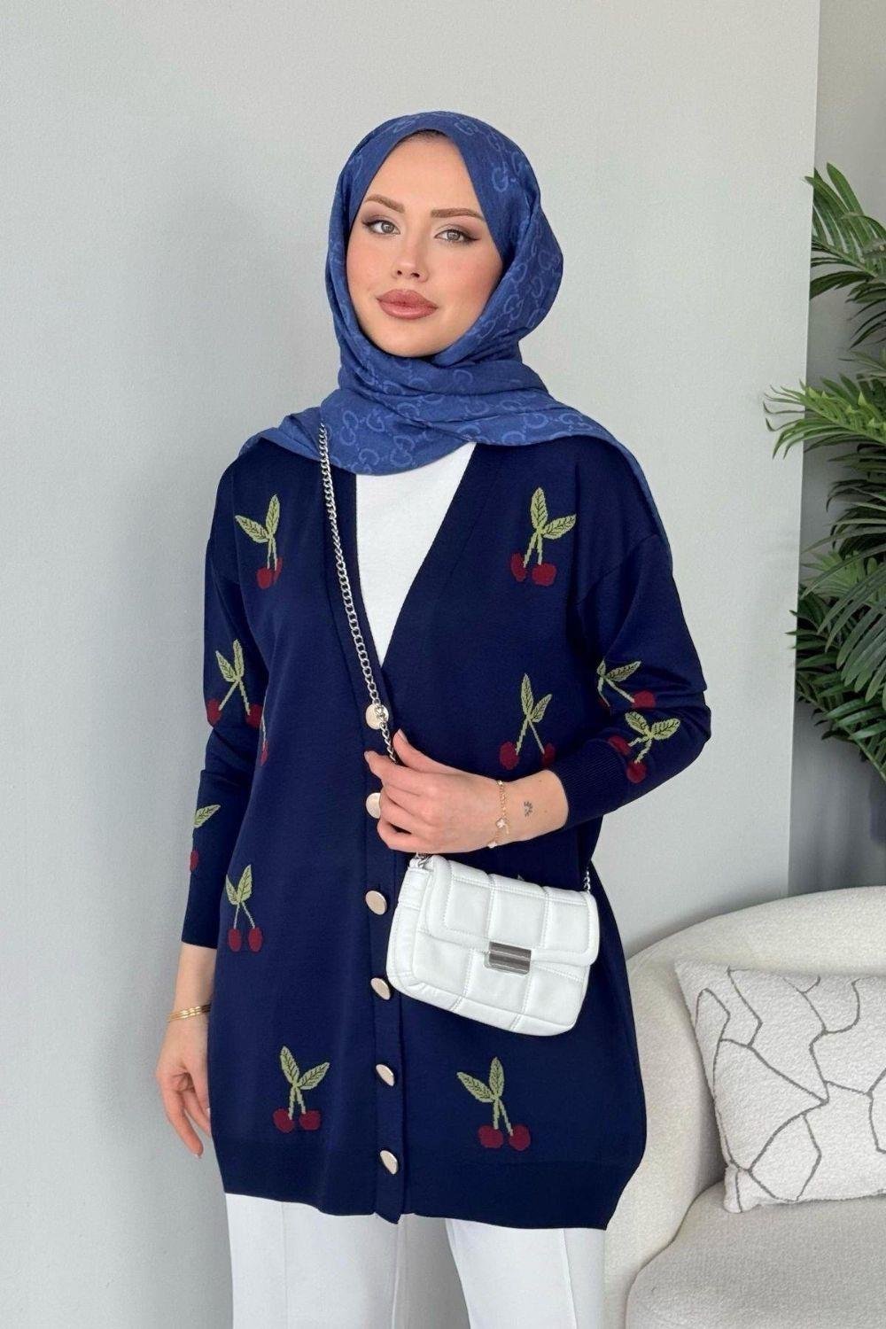 Kirazlı Merserize Hırka Lacivert 25100 