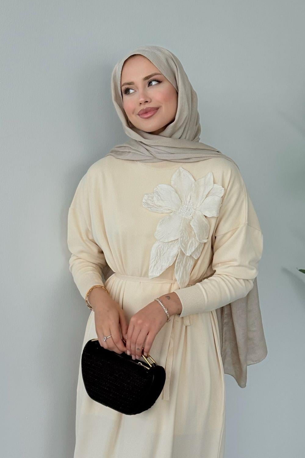 Zambak Merserize Elbise Krem 25110 
