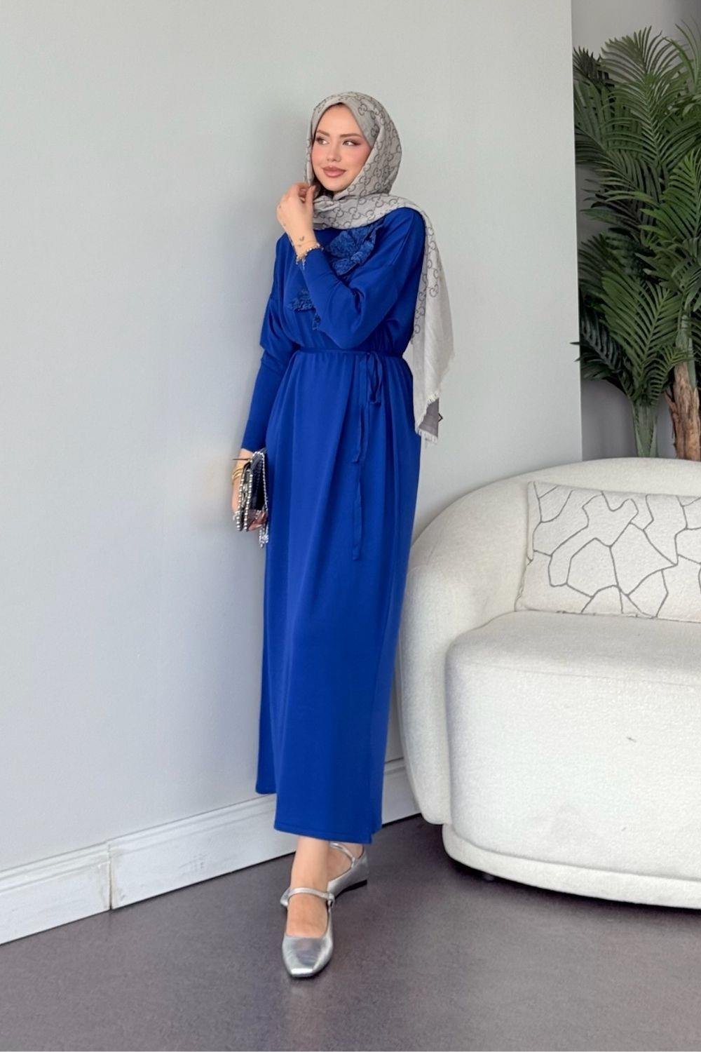 Zambak Merserize Elbise Saks 25110 